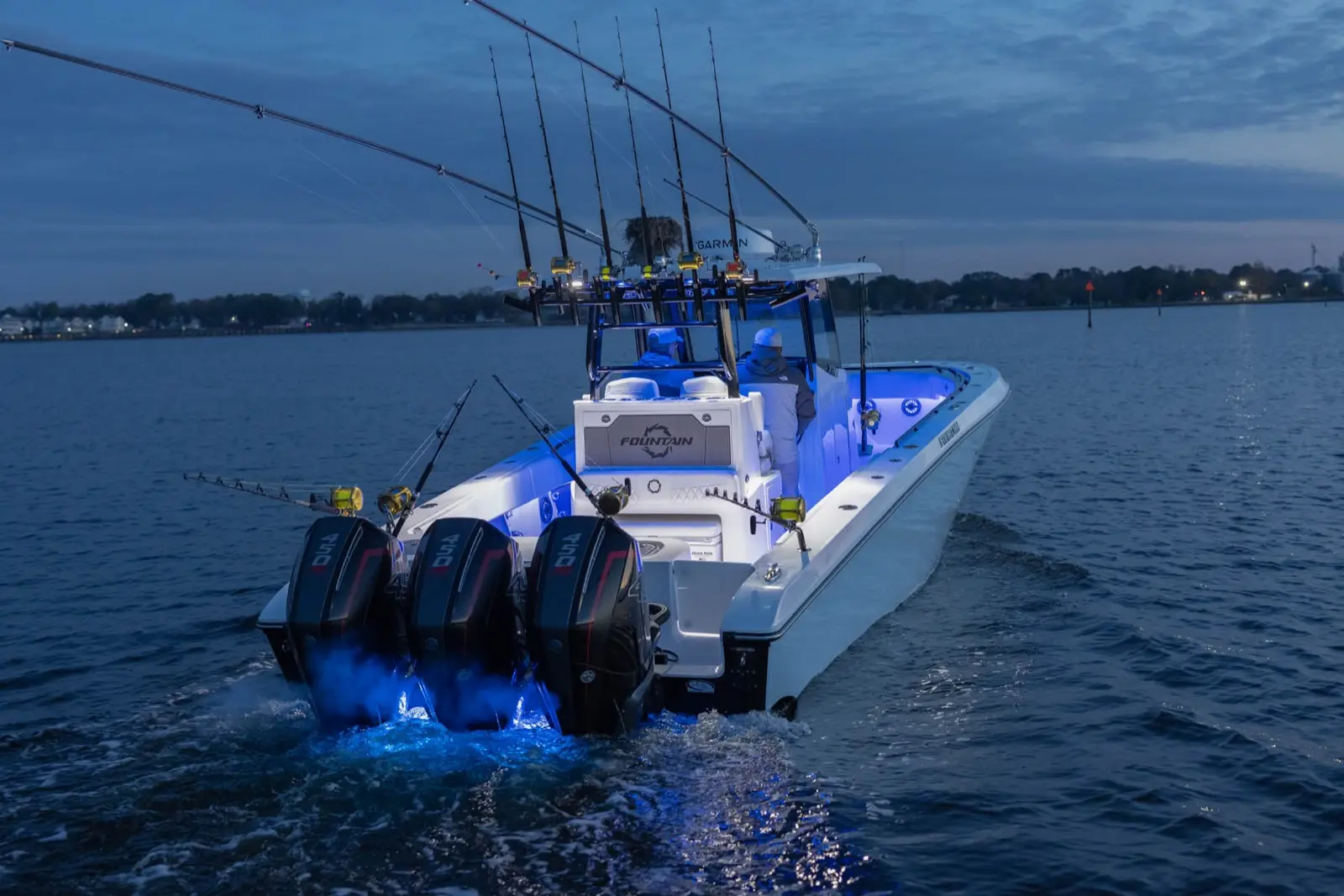 Fountain lighting upgrade package keeps deck lit and ready for nighttime fishing pursuits