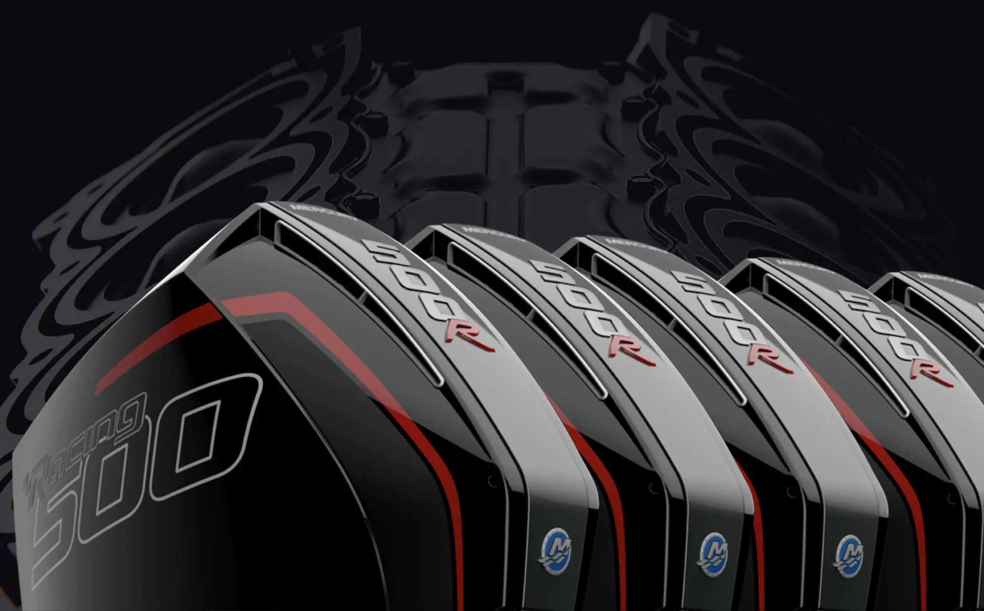 Mercury Racing outboards on a Fountain